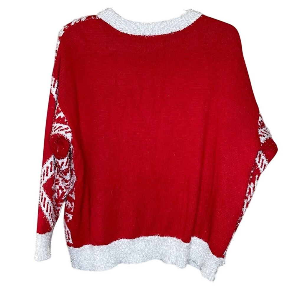 Ugly Christmas 2XL Red Pullover Sweater "Merry Christmas" - Picture 2 of 5